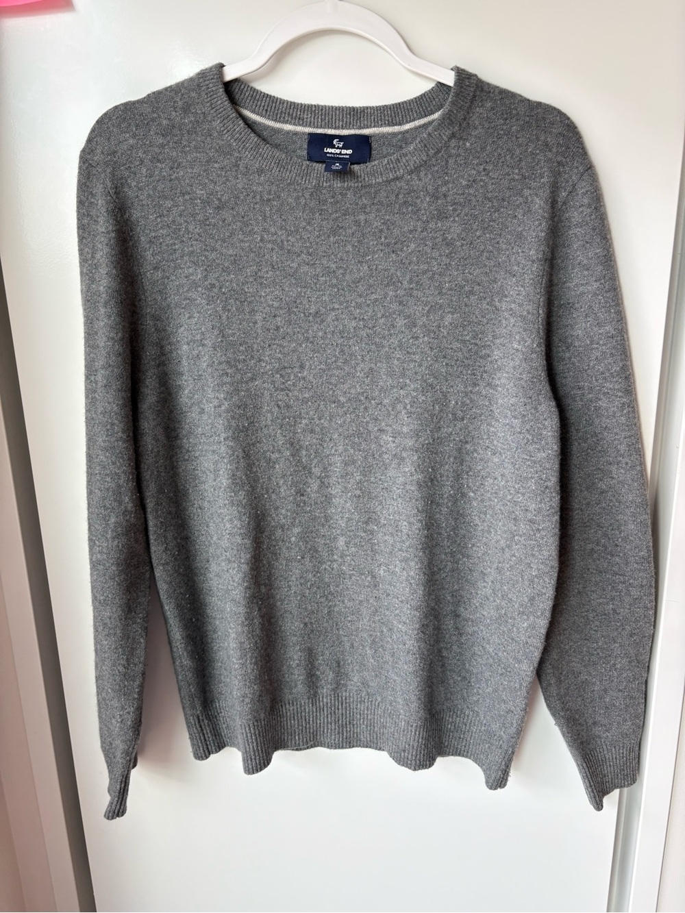 100% Cashmere Lands' End Men's Crewneck Sweater - Gray